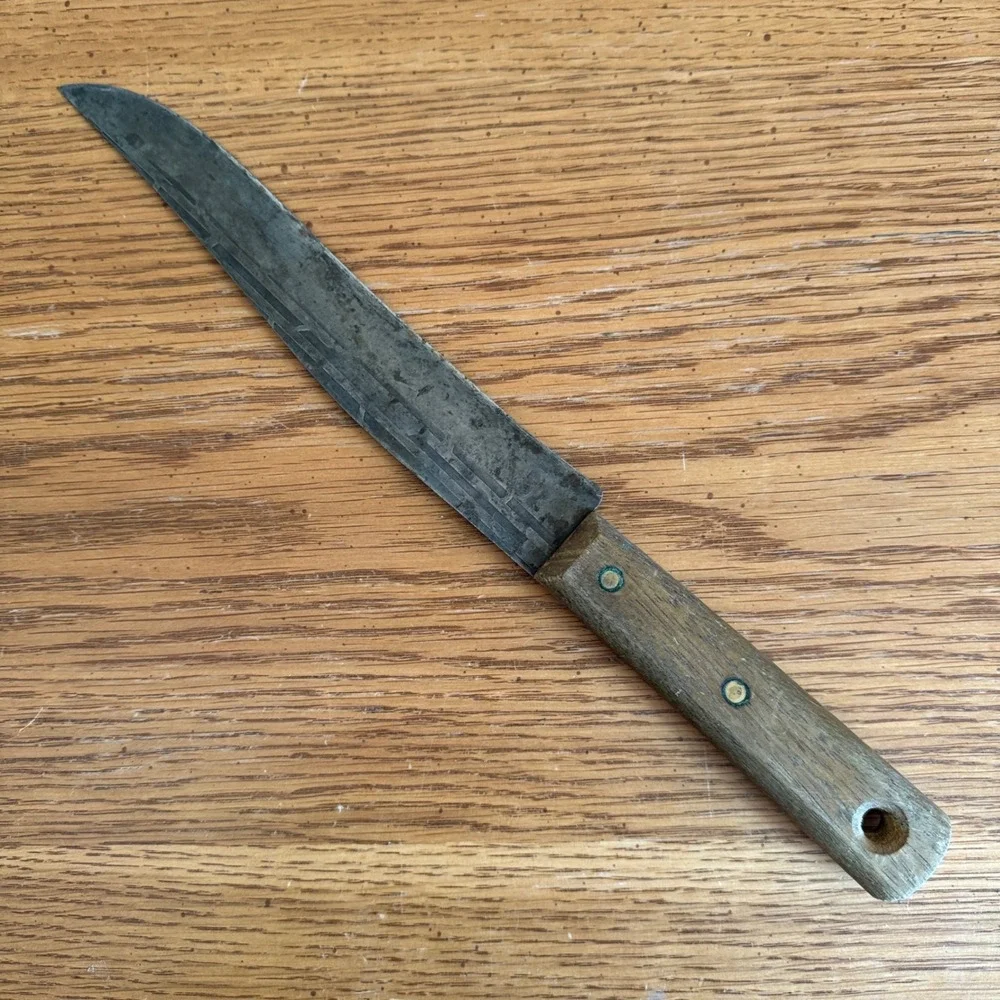 Vintage Regent Cutlery High Carbon Steel Butcher Knife Wood Handle Colombia Made